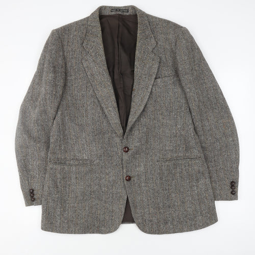 Harris Tweed Men's Grey Herringbone Tweed Blazer 42 Long
