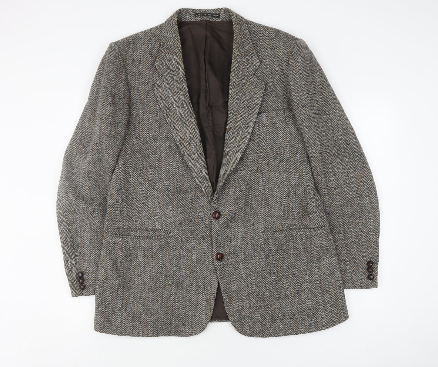 Harris Tweed Men's Grey Herringbone Tweed Blazer 42 Long