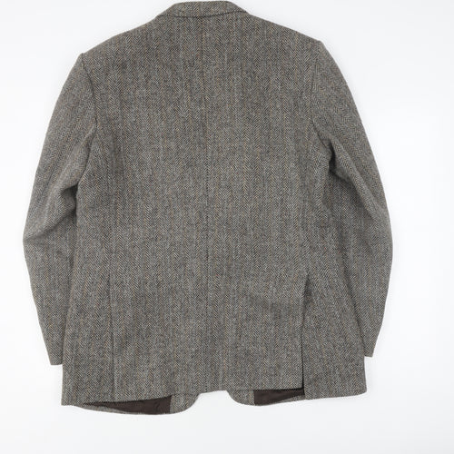 Harris Tweed Men's Grey Herringbone Tweed Blazer 42 Long