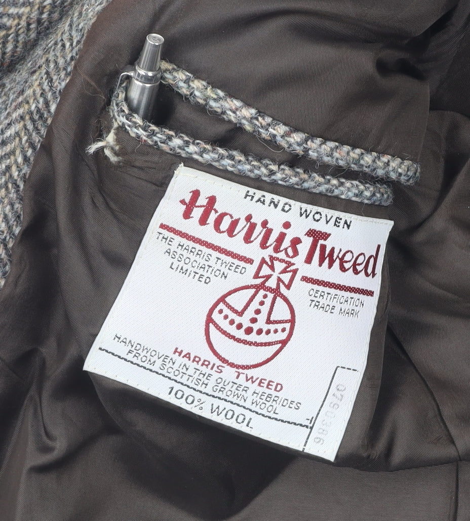 Harris Tweed Men's Grey Herringbone Tweed Blazer 42 Long