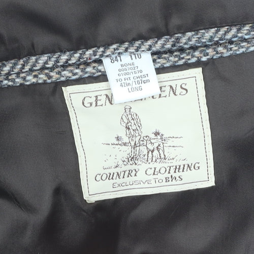 Harris Tweed Men's Grey Herringbone Tweed Blazer 42 Long