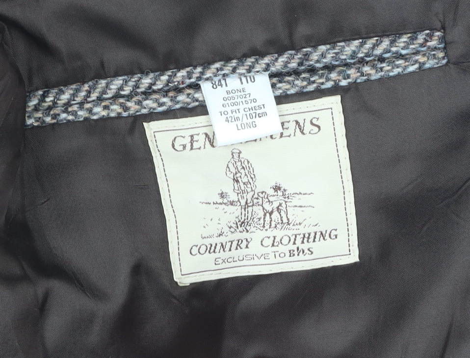 Harris Tweed Men's Grey Herringbone Tweed Blazer 42 Long