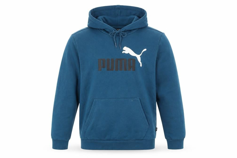 Front view of Puma Men's Blue Hoodie M Pullover with Logo