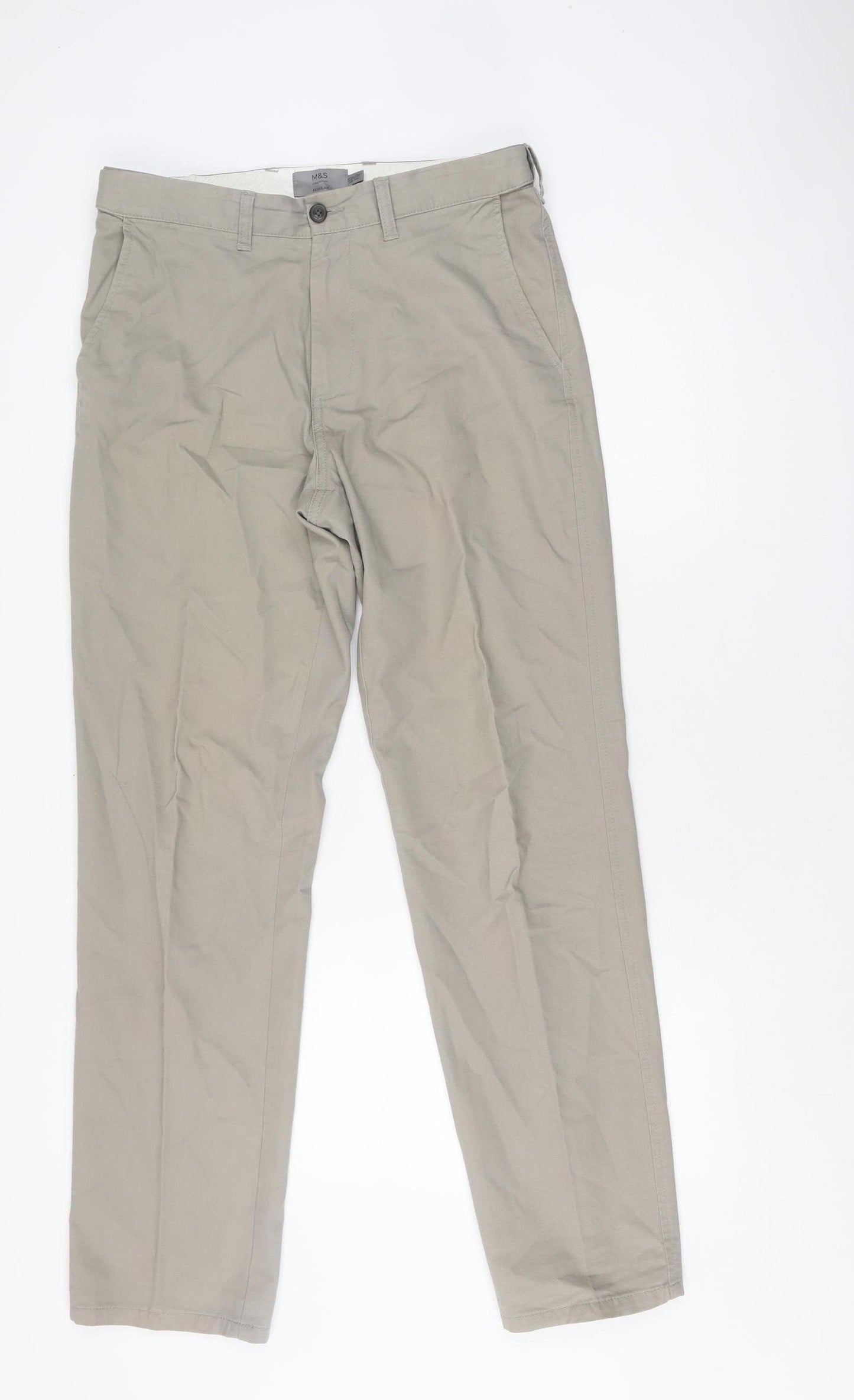 Marks and Spencer Men's Beige Chino Trousers Size 32