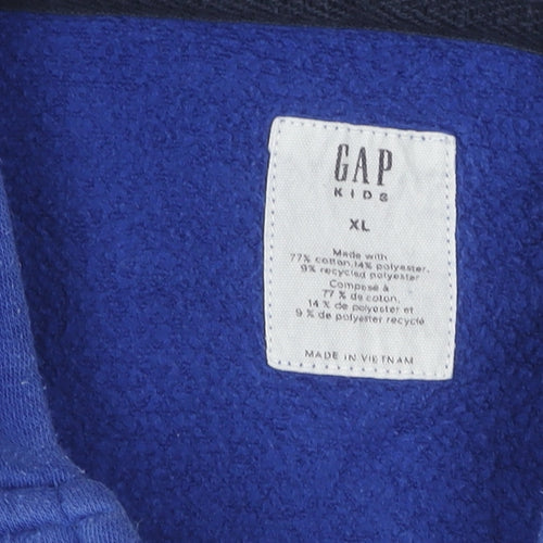 GAP Boys Blue Full Zip Hoodie 12-13 Years with Logo