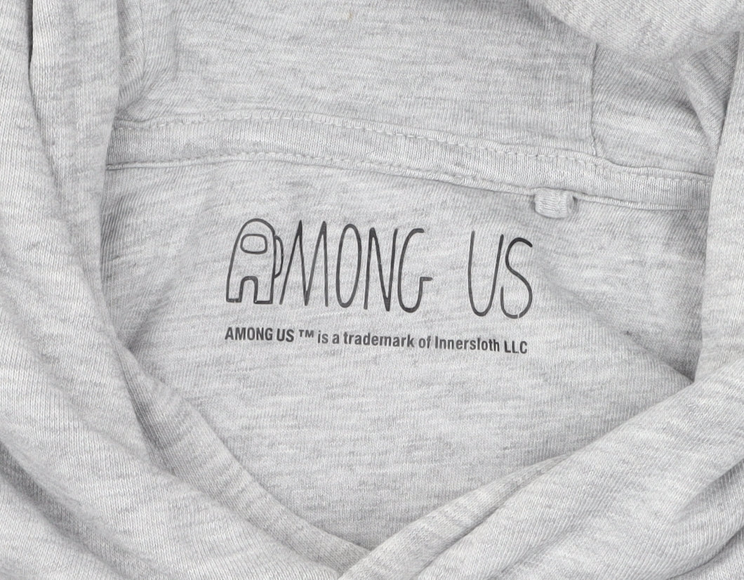 Among Us Boys Grey Hoodie 9-10 Years Pullover Graphic Print