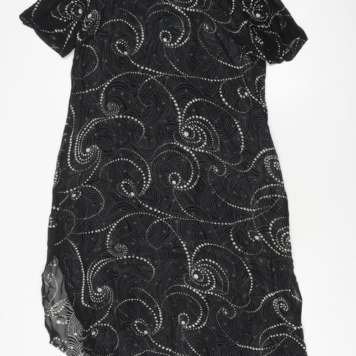 Roman Originals Women's Dress Black Geometric Size 14