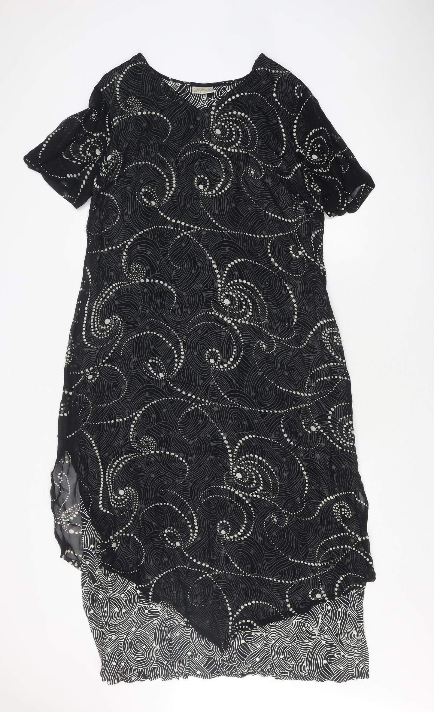 Roman Originals Women's Dress Black Geometric Size 14