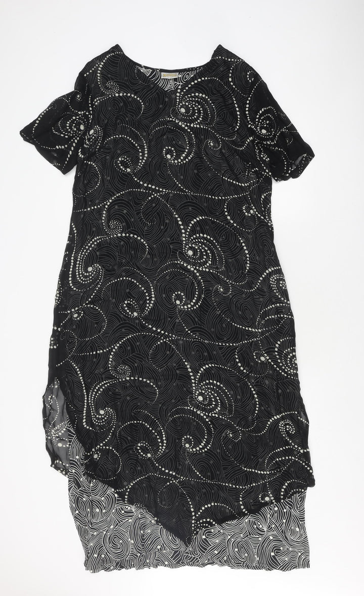 Roman Originals Women's Dress Black Geometric Size 14