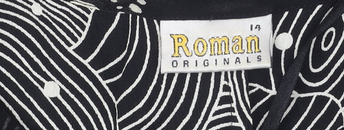 Roman Originals Women's Dress Black Geometric Size 14