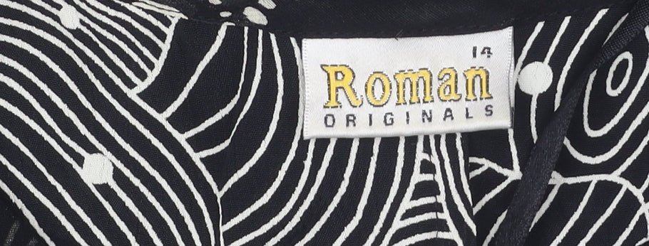 Roman Originals Women's Dress Black Geometric Size 14