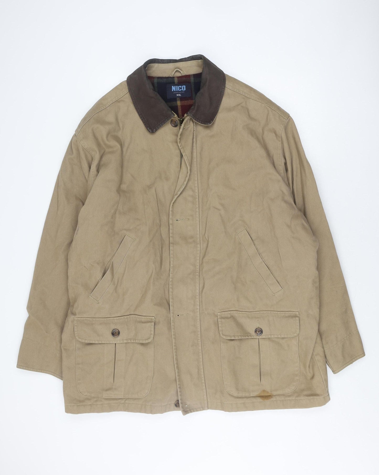 NICO Men's Beige 2XL Casual Cotton Jacket