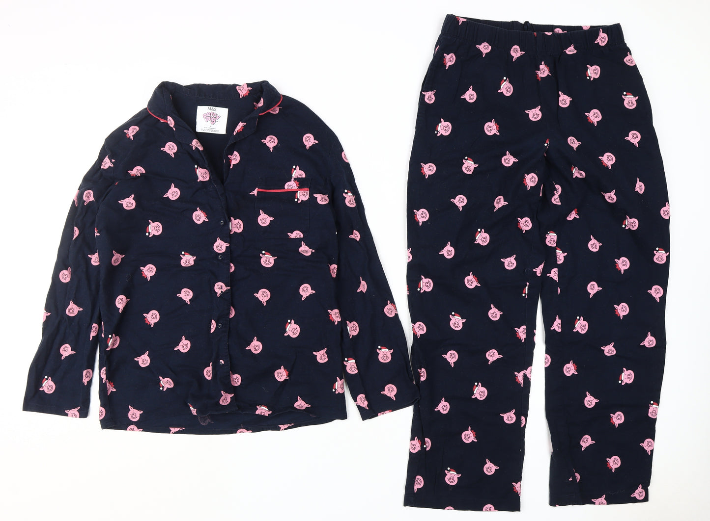 Marks and Spencer Women’s Blue Animal Print Pyjama Set Size 8