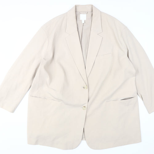 Women's Beige Blazer, XL, Notch Lapel, Spring Classic