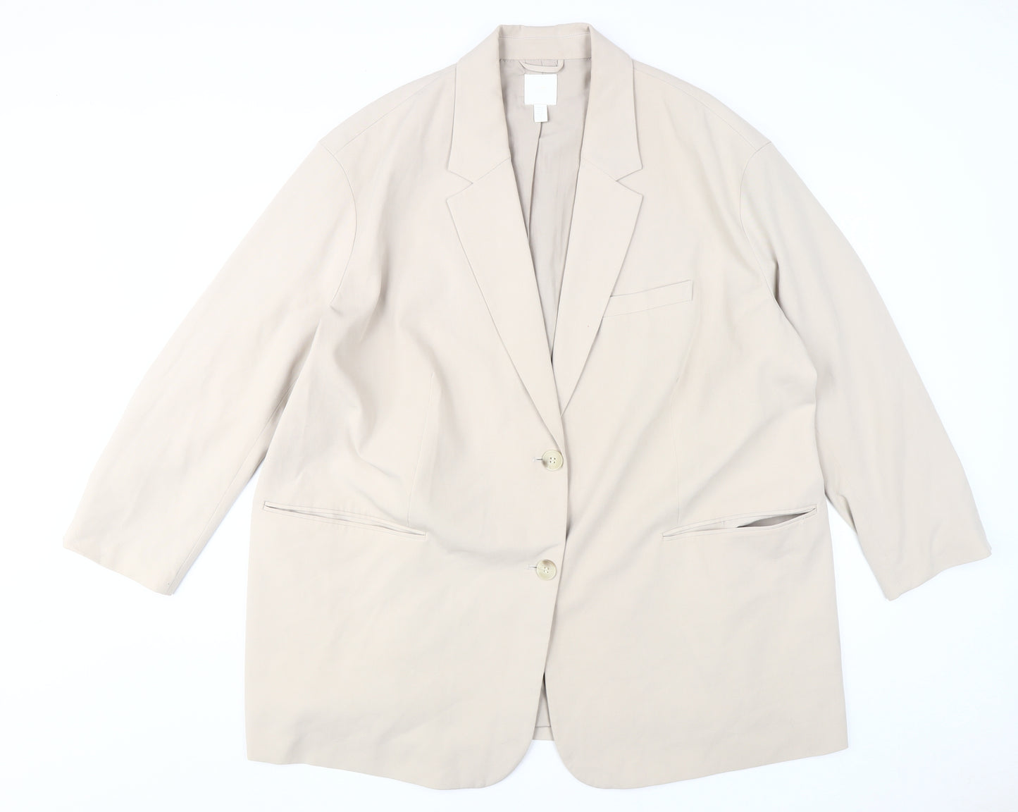 Women's Beige Blazer, XL, Notch Lapel, Spring Classic