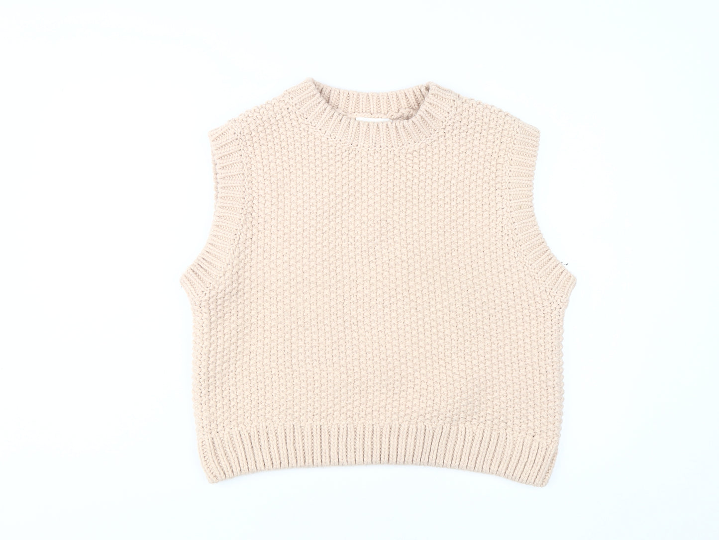H&M Women's Beige Knit Vest, Size L - Casual Autumn Essential