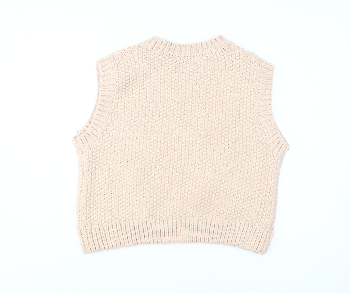 H&M Women's Beige Knit Vest, Size L - Casual Autumn Essential