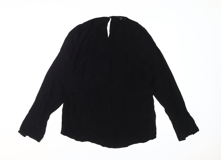 Next Women's Black Blouse Size 10, Long Sleeve, Viscose