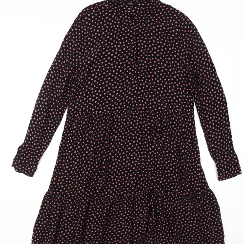 Next Women's Black Polka Dot Smock Dress Size 14