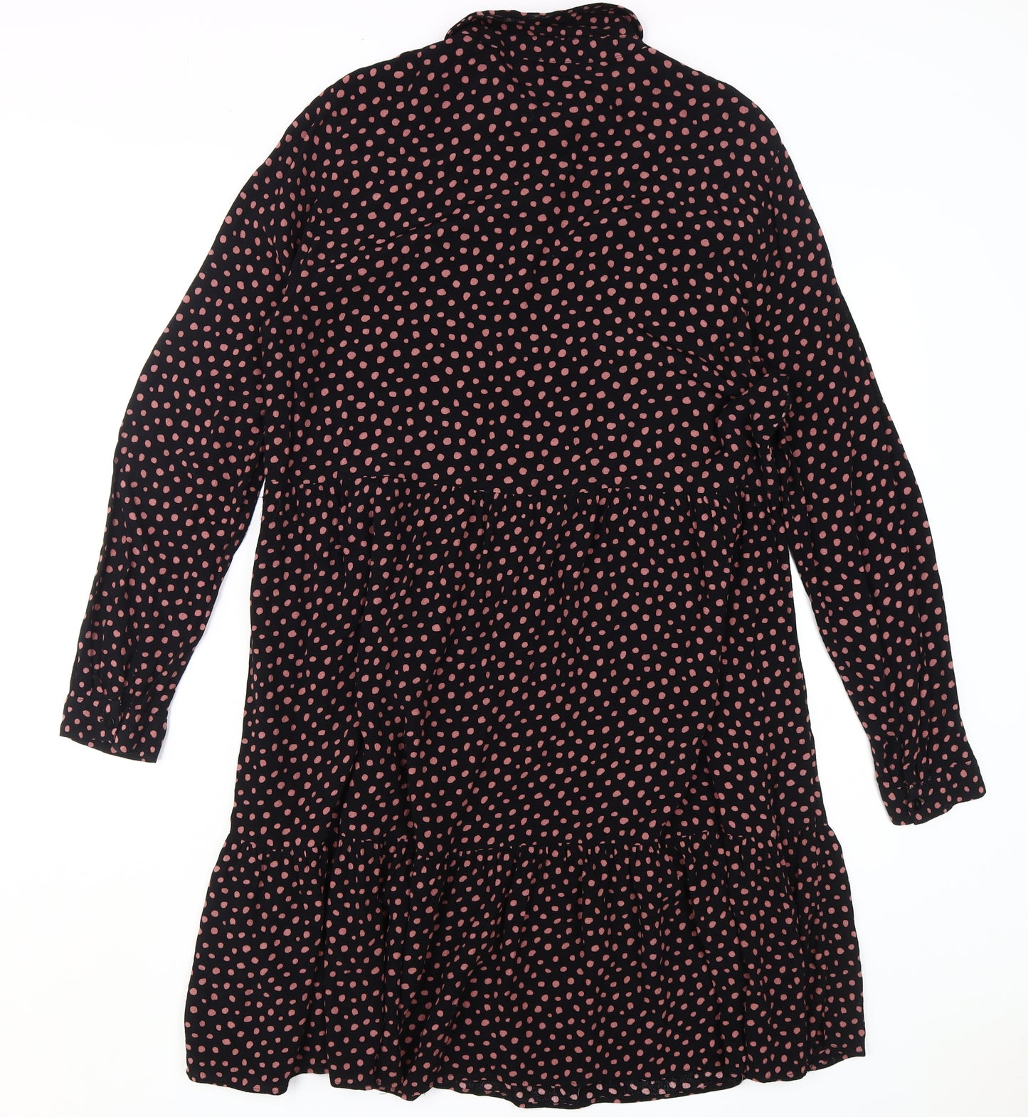 Next Women's Black Polka Dot Smock Dress Size 14