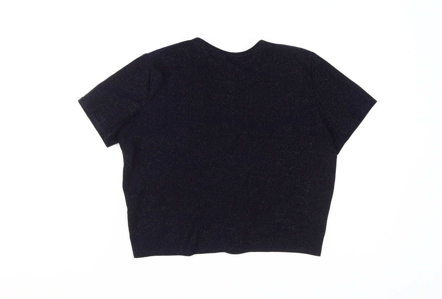 Urban Outfitters Women's Blue Cropped V-Neck T-Shirt
