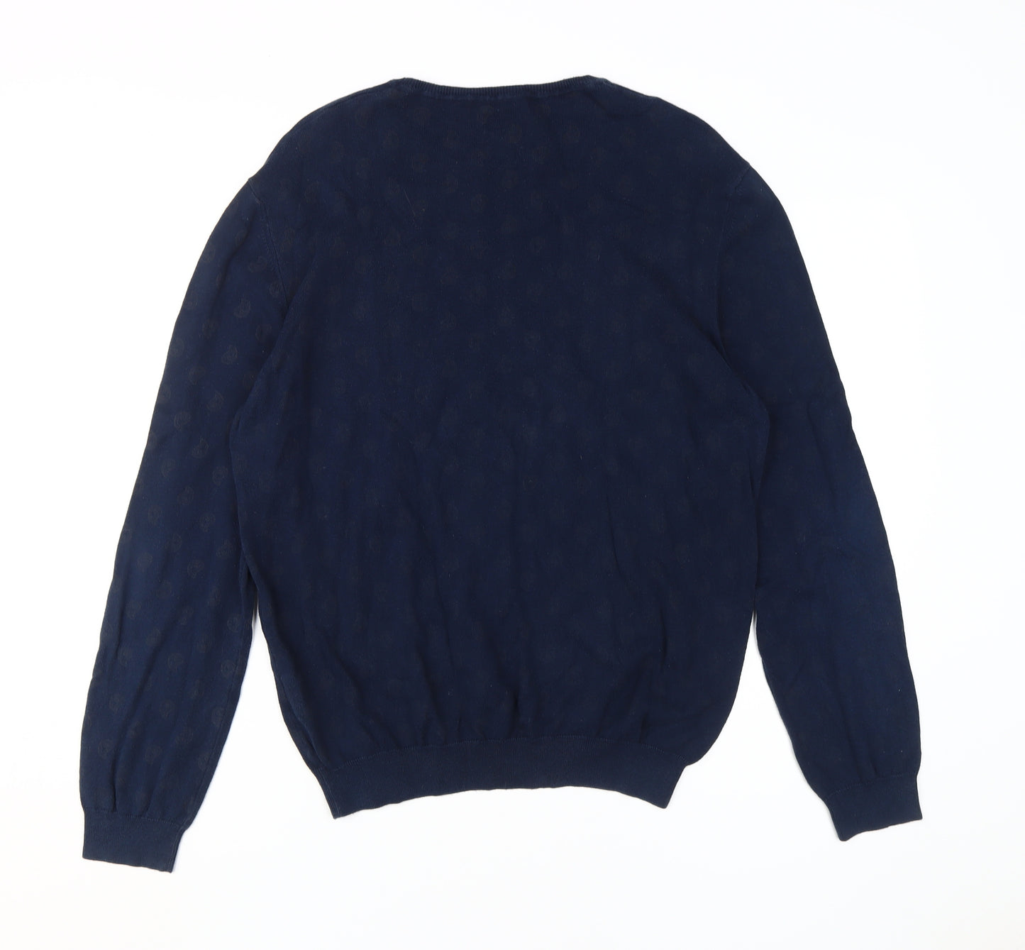 Pretty Green Men's Blue L Cotton Pullover Crew Neck Jumper