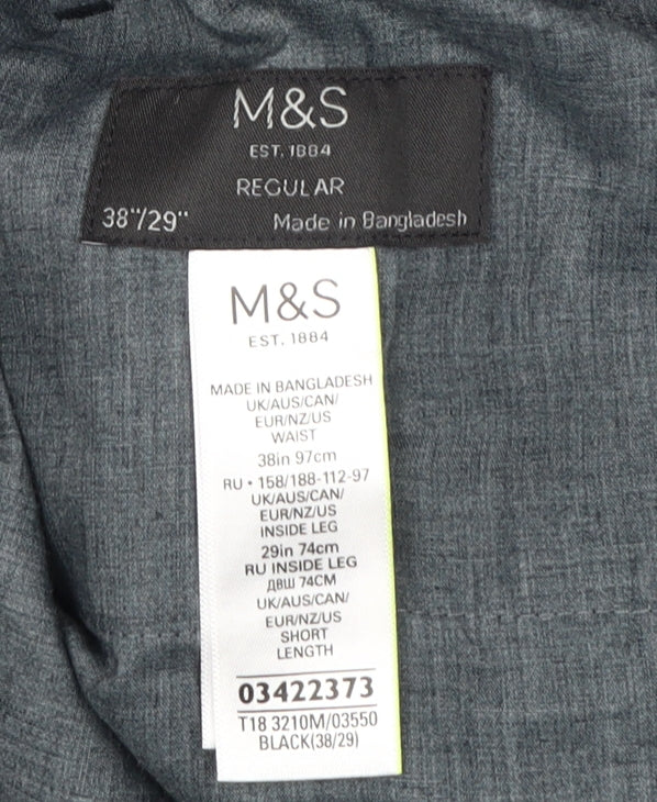 Marks and Spencer Black Men's Regular Trousers 38/29