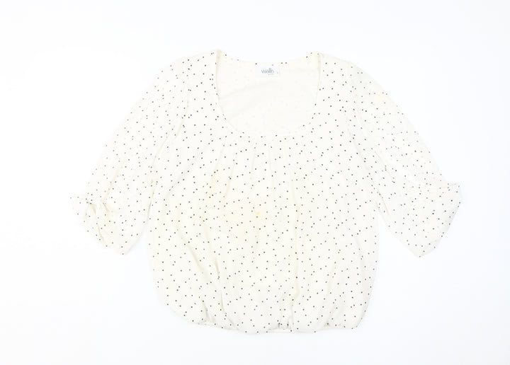 Wallis Women's Ivory Polka Dot Blouse, Size S, Casual