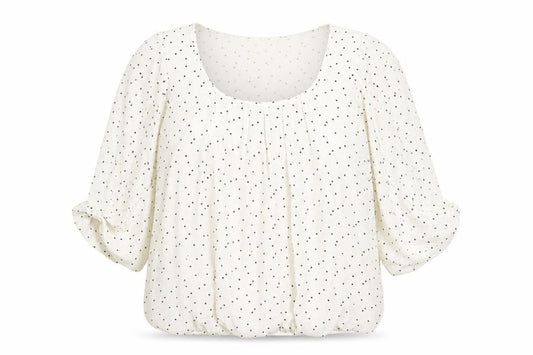 Front view of Wallis Women's Ivory Polka Dot Blouse, size S, Casual