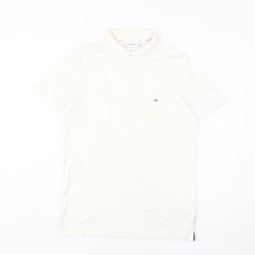 Calvin Klein Men's Ivory Slim Fit Polo M