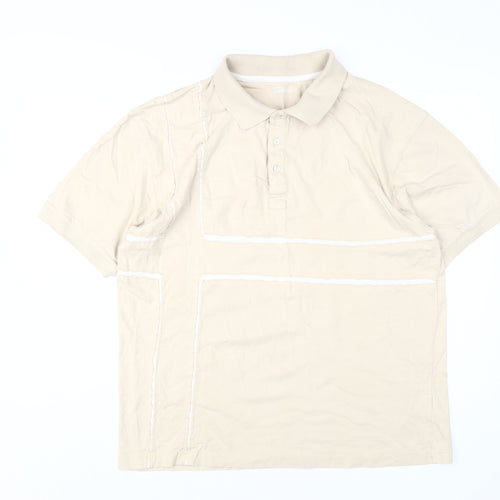 Easy Men's Beige L Polo Shirt Short Sleeve Cotton