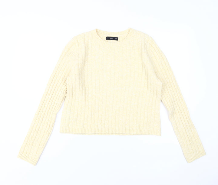 MNG Women's Beige Cable Knit Pullover Size S