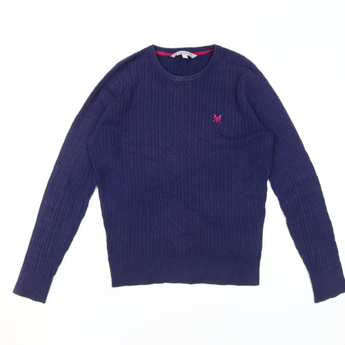 Crew Clothing Women's Blue Cable-Knit Pullover Jumper - Size 12