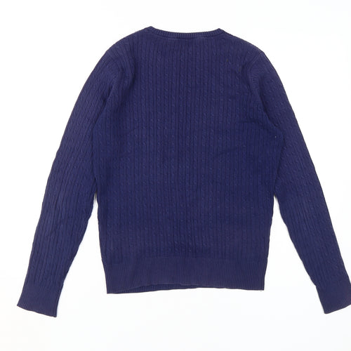 Crew Clothing Women's Blue Cable-Knit Pullover Jumper - Size 12