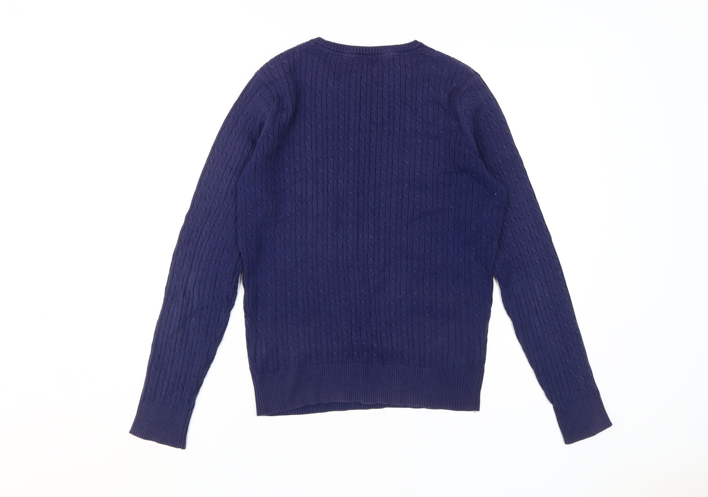 Crew Clothing Women's Blue Cable-Knit Pullover Jumper - Size 12