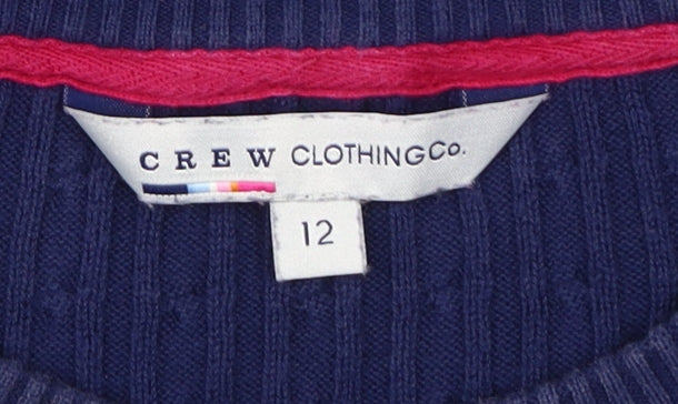Crew Clothing Women's Blue Cable-Knit Pullover Jumper - Size 12