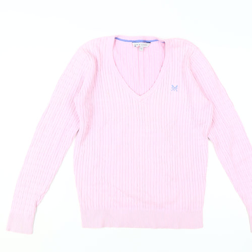 Crew Clothing Co. Women's Pink V-Neck Pullover Jumper Size 14