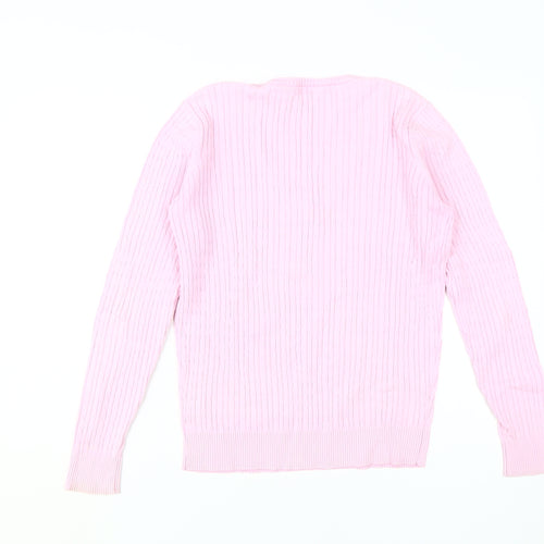 Crew Clothing Co. Women's Pink V-Neck Pullover Jumper Size 14