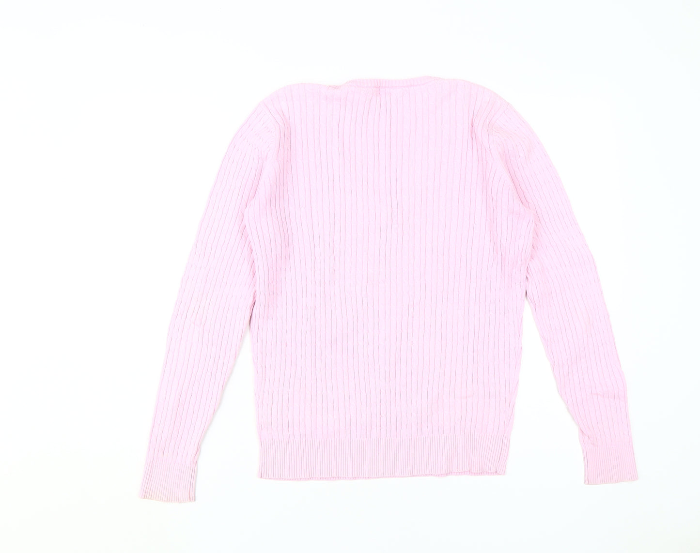 Crew Clothing Co. Women's Pink V-Neck Pullover Jumper Size 14