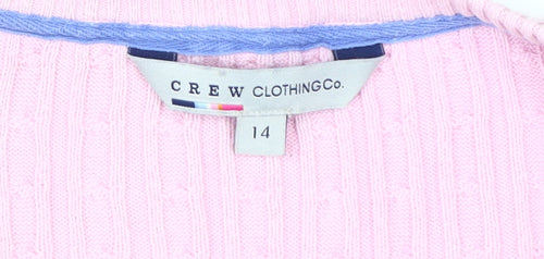 Crew Clothing Co. Women's Pink V-Neck Pullover Jumper Size 14