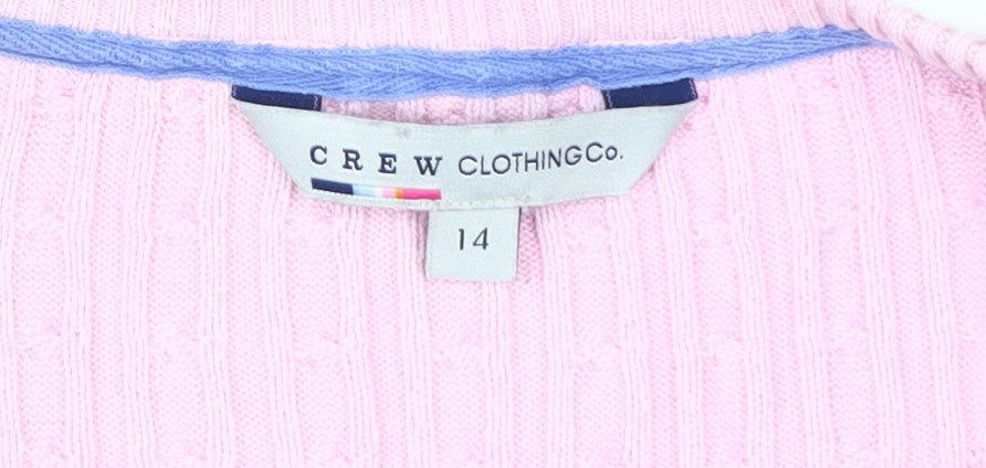 Crew Clothing Co. Women's Pink V-Neck Pullover Jumper Size 14