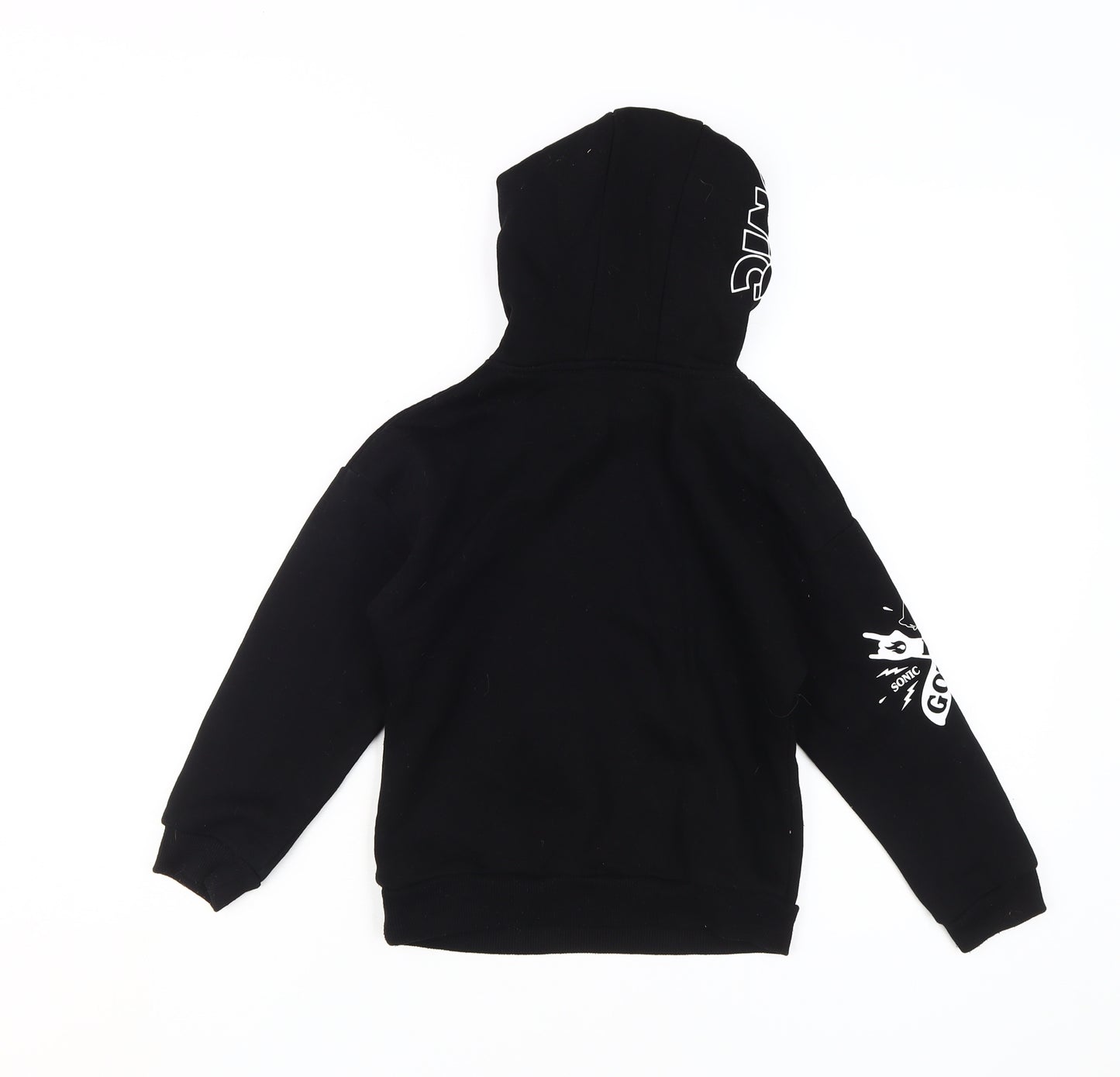Sonic Black Boys Hoodie, Size 6-7, Pullover Cotton