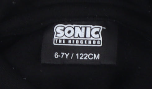 Sonic Black Boys Hoodie, Size 6-7, Pullover Cotton