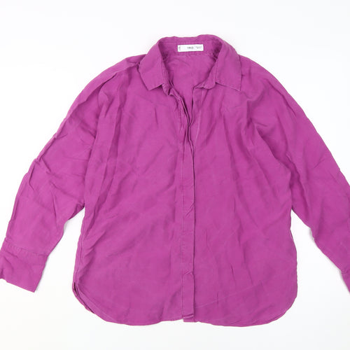 MNG Women's Purple Button-Up Long Sleeve Shirt