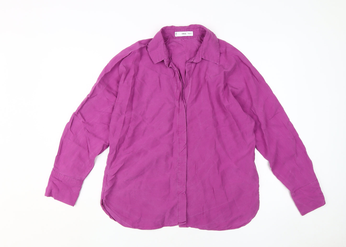 MNG Women's Purple Button-Up Long Sleeve Shirt