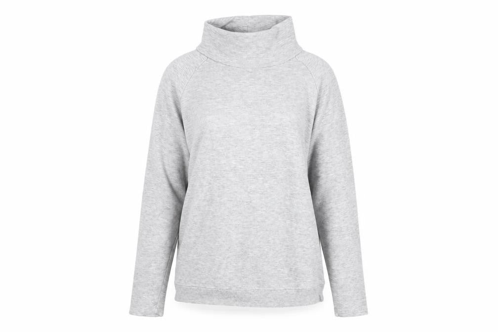 Front view of Gap Women's Grey High Neck Lightweight Sweatshirt - S