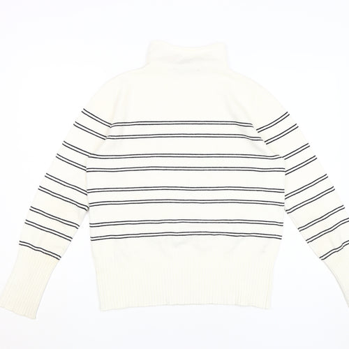 French Connection Women's White Striped Pullover L