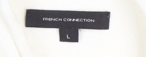 French Connection Women's White Striped Pullover L