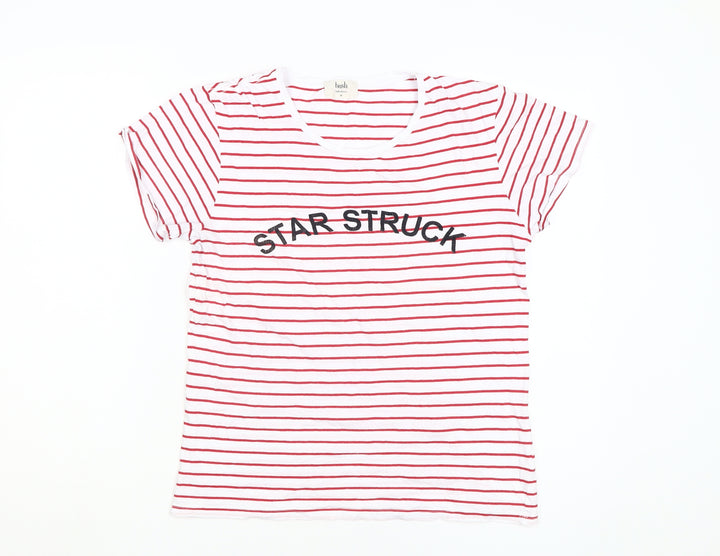 Hush Women's Red Striped T-Shirt, XS, Scoop Neck