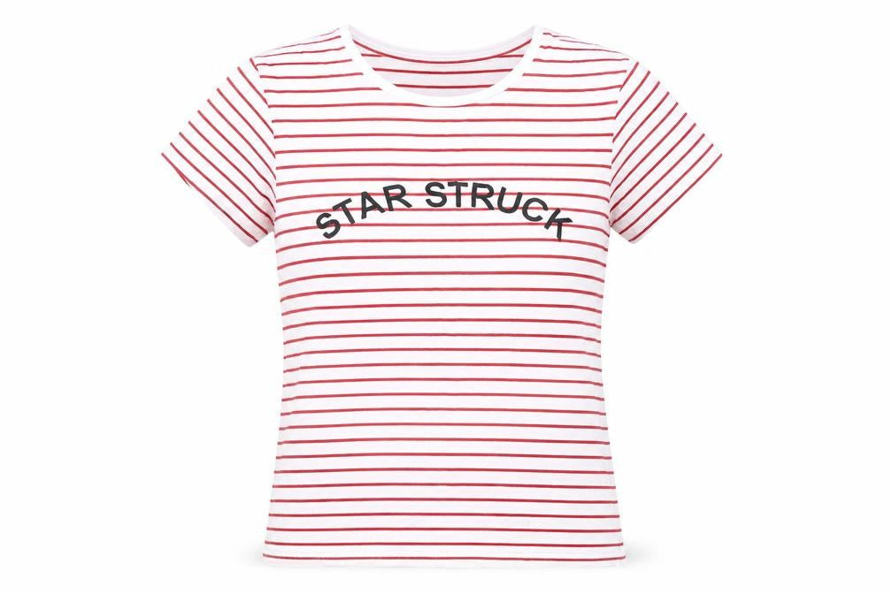 Hush Women's Red Striped T-Shirt, XS, Scoop Neck
